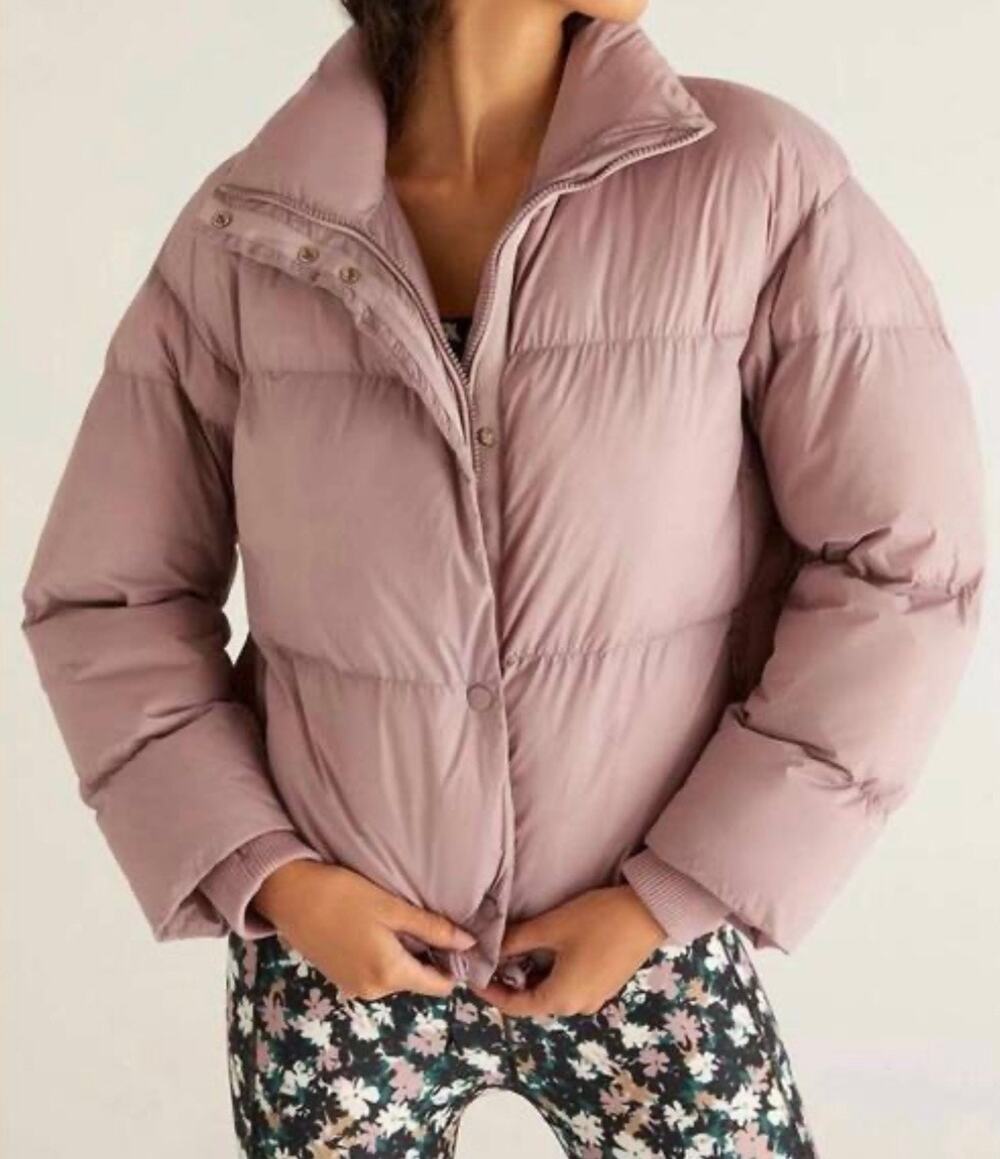 Z Supply Parker Puffer Cropped Jacket Mauve Purple Medium Pink Coat Winter